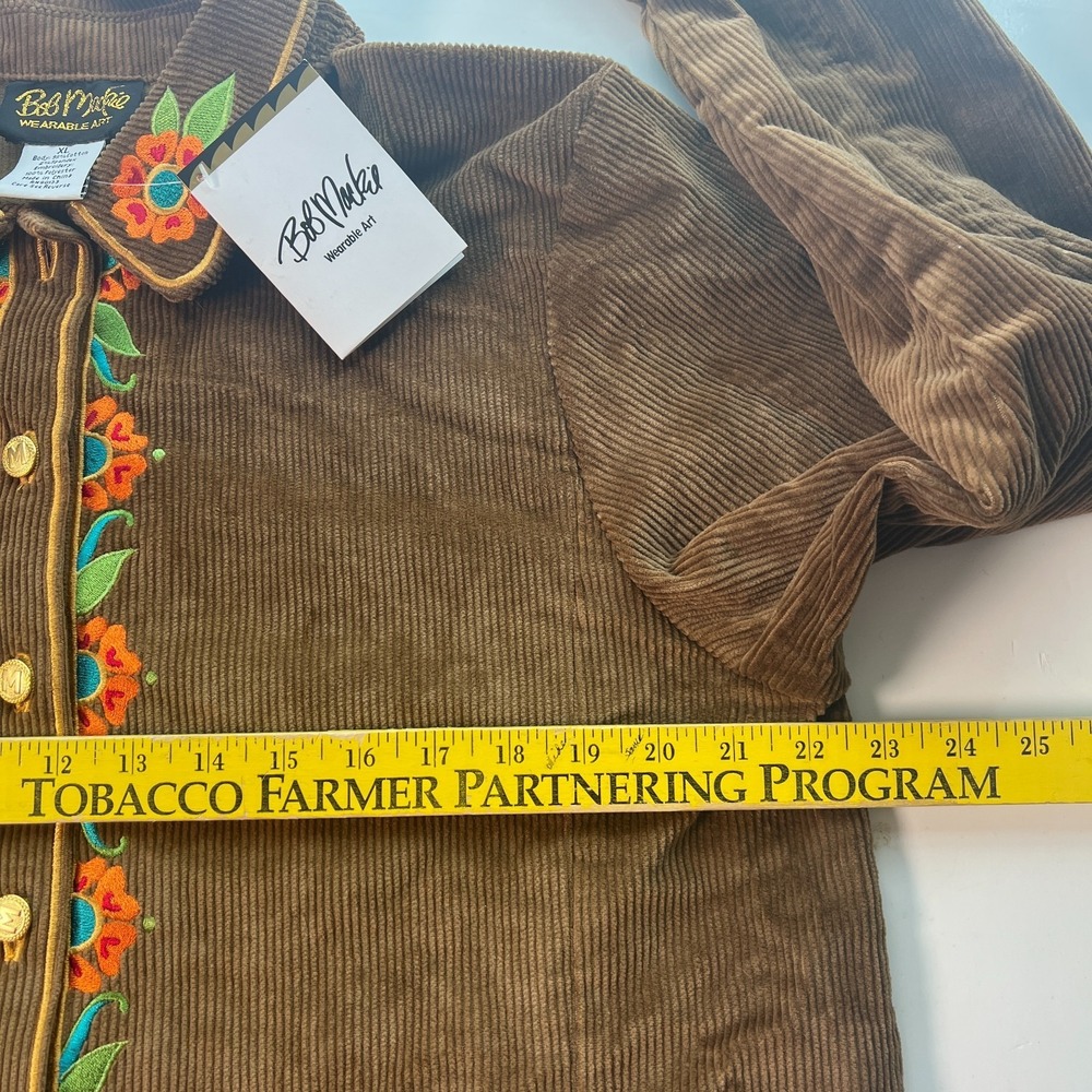 Bob Mackie Women's Shirt Sz XL Large Brown Wearable Art Corduroy Embroidered NWT - Picture 10 of 16